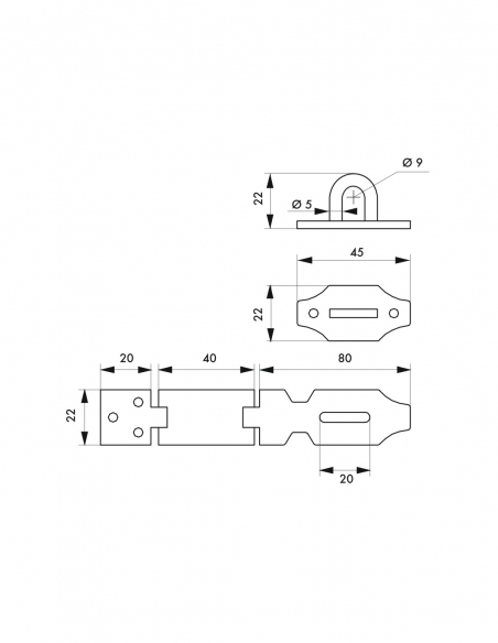 Porta-lucchetto a copertura per cassetta e porta, acciaio, 120 mm, zincato - THIRARD