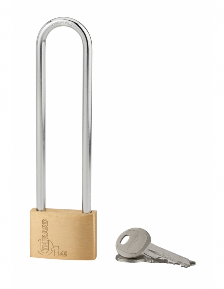 Lucchetto a chiave Tipo 1, interno, ottone, arco alto in acciaio, 45 mm, 2 chiavi - THIRARD