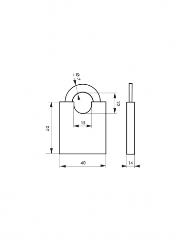 Vista aggiuntiva 1 di Lucchetto Shoulder a chiave, ottone, esterno, 40 mm, 2 chiavi - THIRARD