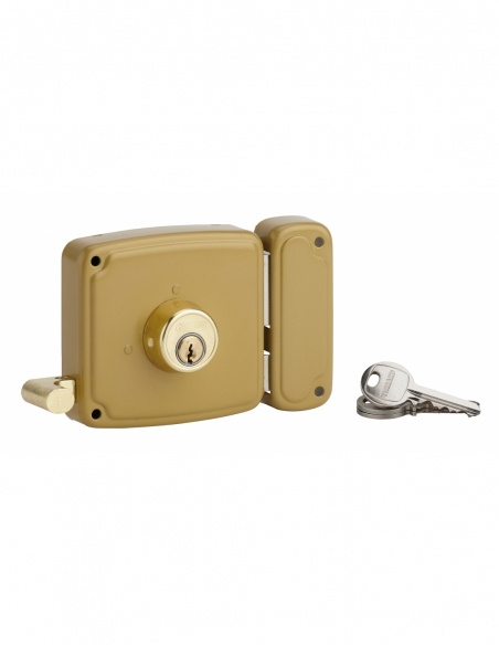 Serratura orizzontale doppia entrata, tiraggio, destra, 100x94 mm, asse 50 mm, marrone, 3 chiavi - THIRARD