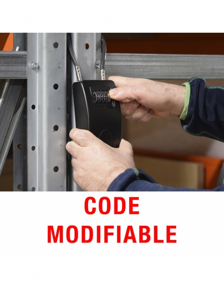 Cassetta porta chiavi a combinazione, 4 cifre, acciaio, 47x75 mm, con cavo, nero - THIRARD