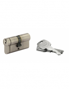 Cilindro europeo HG5+ 30 x 30 mm, nichelato, anti-estrazione, anti-perforazione, anti-rottura, 5 chiavi – THIRARD