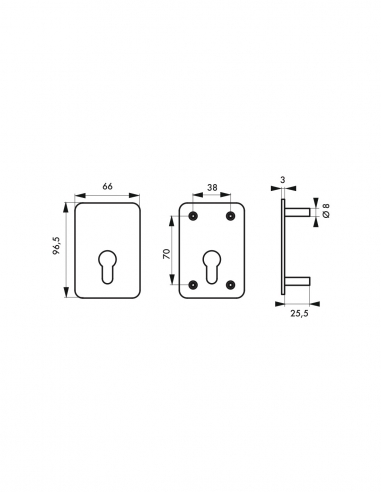 Piastra di rinforzo per cilindro profilato per chiusura Capital, fissaggio a viti, bronzo - THIRARD
