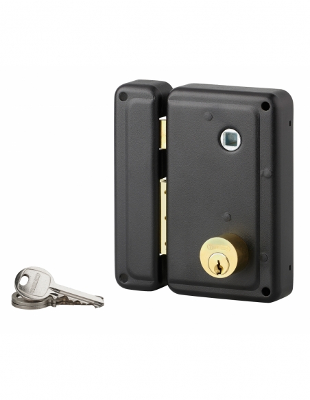 Serratura verticale da applicare sinistra 76x130 mm, entrata 45 mm, nera, 3 chiavi - THIRARD