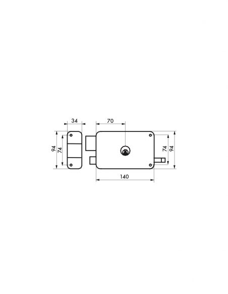Serratura orizzontale da applicare a doppio cilindro con tirante, 140 x 94 mm, sinistra, 3 chiavi – THIRARD