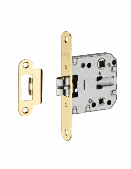 Serratura da incasso con chiusura per bagno e WC, entrata 50 mm, interasse 47 mm, frontale tondo - THIRARD