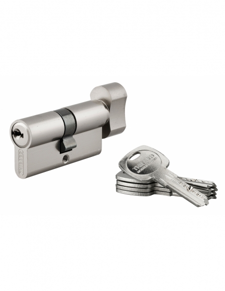 Cilindro europeo TRAFIC 6 con pomolo 30 x 30 mm, nichelato, 5 chiavi – THIRARD