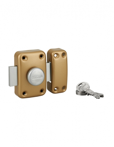 Serratura a pulsante CAPITAL per porta d’ingresso, 30 mm, epossidica oro, 3 chiavi - Thirard