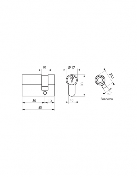 Vista aggiuntiva 5 di Semicilindro europeo STD UNIKEY 30 x 10 mm nichelato, chiave uguale, 3 chiavi – THIRARD