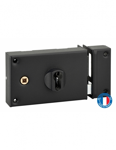 Serratura orizzontale doppio ingresso a cilindro passante, destro, 60 mm, 140 x 88 mm, nero - THIRARD