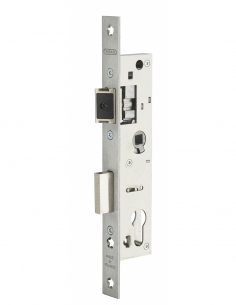 Corpo serratura da incasso a cilindro per infissi metallici, asse 24 mm, interasse 70 mm, estremità quadrate, inox - THIRARD