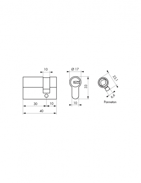 Mezzo cilindro 5G, 30 x 10 mm, ottone, anti-strappo, 5 chiavi - SP