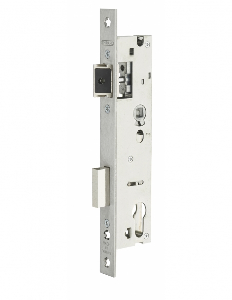 Corpo serratura da incasso a cilindro per infissi metallici, asse 30 mm, interasse 92 mm, estremità quadrate, inox - THIRARD