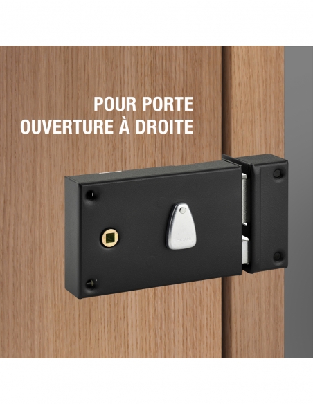 Serratura orizzontale da applicare a cilindro passante per cancello, destra, asse 56 mm, 140 x 82 mm, nero, 2 chiavi - THIRARD