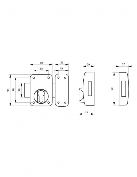 Corpo chiavistello CAPITAL per porta d’ingresso, epossidico oro - Thirard