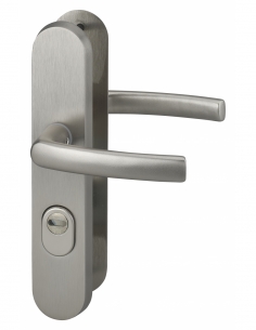 Set maniglie di sicurezza per porta d’ingresso, leva doppia, interasse 216mm, finitura inox - THIRARD