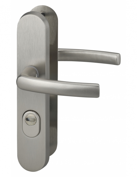 Set maniglie di sicurezza per porta d’ingresso, leva doppia, interasse 216mm, finitura inox - THIRARD