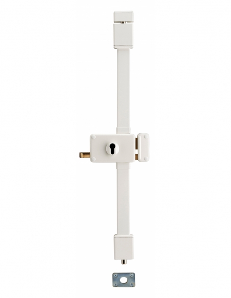 Cassetta di serratura a superficie Horga con tiraggio per porta d’ingresso, destra, 3 punti, asse 70mm, bianca - THIRARD