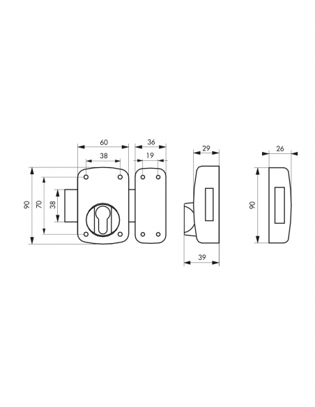 Cassetta di chiusura a superficie CAPITAL con cilindro per porta d’ingresso, bronzo - THIRARD