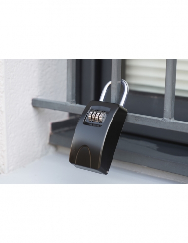 Cassetta portachiavi a combinazione 4 cifre, acciaio, 47x75 mm, con maniglia, nera - THIRARD