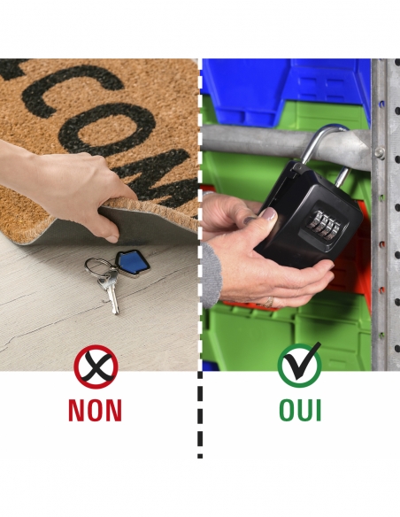 Cassetta portachiavi a combinazione 4 cifre, acciaio, 47x75 mm, con maniglia, nera - THIRARD