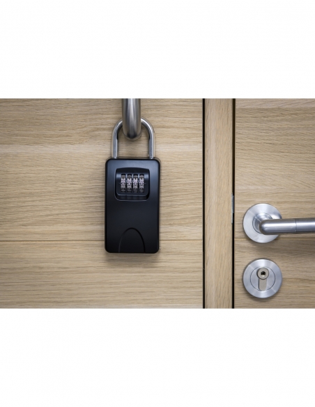 Cassetta portachiavi a combinazione 4 cifre, acciaio, 47x75 mm, con maniglia, nera - THIRARD