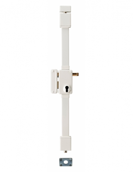 Cassetta di serratura a superficie Beluga a tiraggio per porta d’ingresso, sinistra, 3 punti, asse 45 mm, bianca - THIRARD