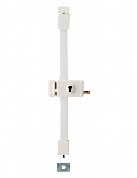 Cassa serratura a tiraggio Horga per porta d’ingresso, sinistra, 3 punti, asse 70mm, bianca - THIRARD