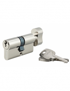 Cilindro europeo STD UNIKEY con pomolo 30 x 30 mm nichelato, chiave uguale, 3 chiavi – THIRARD