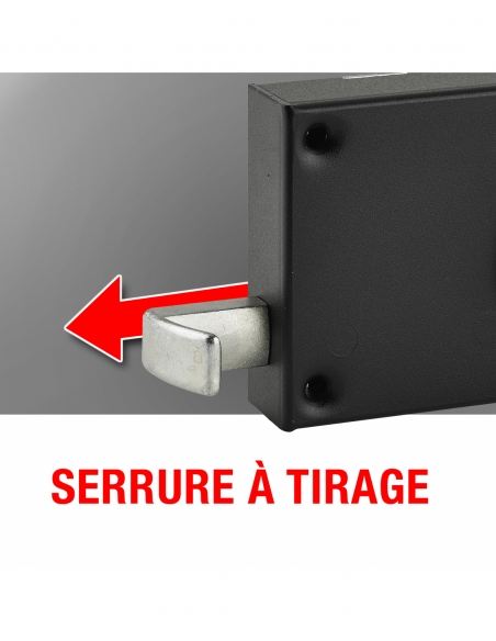 Serratura orizzontale da applicare a tiraggio per ingresso, destra, asse 64mm, 140x88mm, nera, 2 chiavi - THIRARD