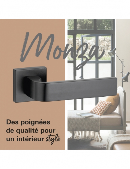 Coppia di maniglie Monza per porta, quadrato 7 mm, nero opaco - THIRARD