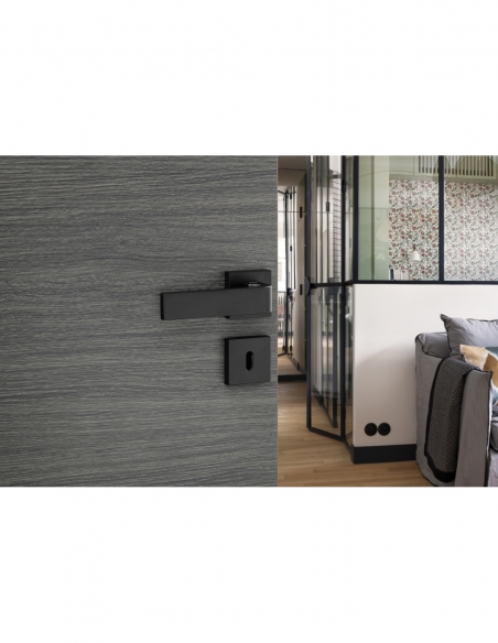 Coppia di maniglie Monza per porta, quadrato 7 mm, nero opaco - THIRARD