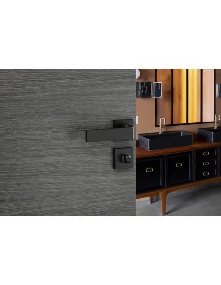 Coppia di maniglie Monza per porta, quadrato 7 mm, nero opaco - THIRARD