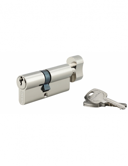 Cilindro europeo STD UNIKEY con pomolo 40 x 30 mm nichelato, chiave uguale, 3 chiavi – THIRARD