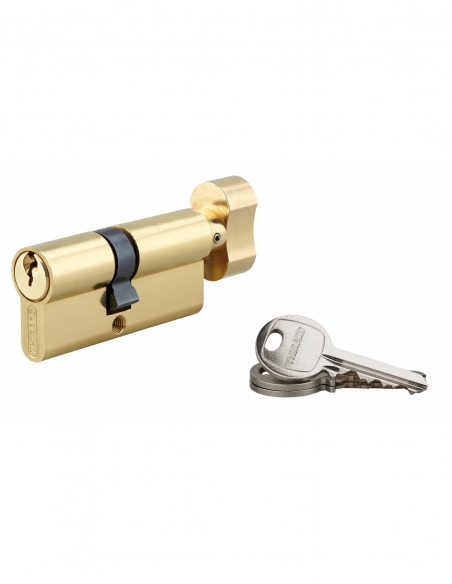 Cilindro per serratura con pomolo SA, 40Bx30 mm, antistrappo, ottone, 3 chiavi - THIRARD