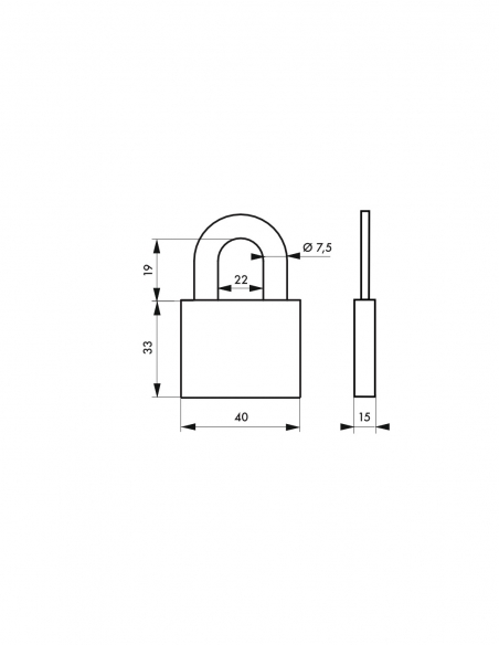 Vista aggiuntiva 3 di Lucchetto a chiave Fédéral Lock 510 in ottone, per cantiere, arco in acciaio, 40 mm, 2 chiavi - THIRARD