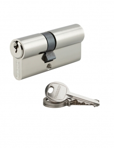 Cilindro europeo SA UNIKEY a doppia entrata 30 x 40 mm nichelato, chiave uguale, 3 chiavi – THIRARD
