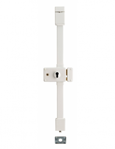 Serratura da applicare Horga con quadro per porta d’ingresso, destra, 3 punti, entrata 55 mm, bianca - THIRARD