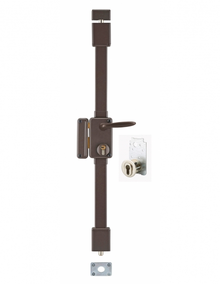 Serratura BELUGA A2P*, marrone, CP Transit 2, con quadro maniglia, 75 x 130 mm, sinistra, 4 chiavi reversibili – THIRARD