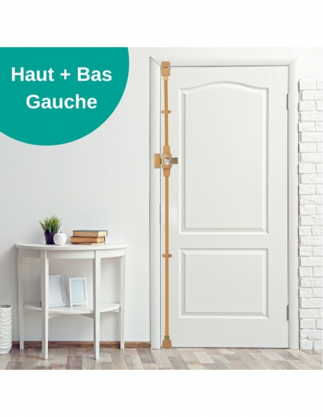 Chiavistello Mirage 6 per porta d’ingresso con pomolo, 3 punti, cilindro 45 mm, sinistra, bronzo - THIRARD