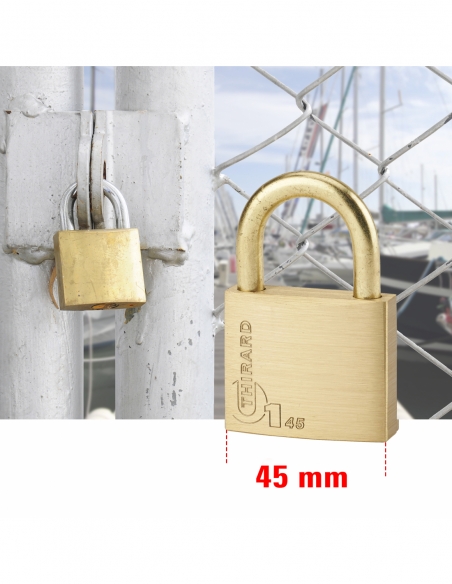 Lucchetto a chiave Tipo 1 in ottone per esterno arco acciaio 45 mm 2 chiavi - THIRARD