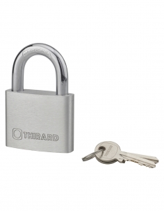 Lucchetto a chiave per esterno in alluminio 60 mm arco acciaio nichelato 2 chiavi - THIRARD