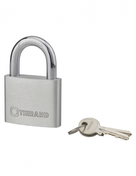 Lucchetto a chiave per esterno in alluminio 60 mm arco acciaio nichelato 2 chiavi - THIRARD