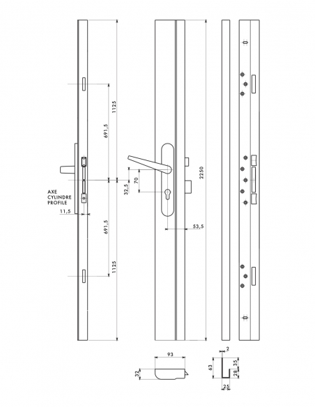 Serratura da applicare Tribando 3 punti laterali reversibile bianco per porta max 2250 mm – THIRARD