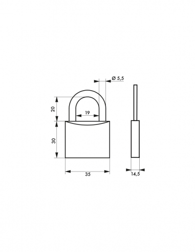 Lucchetto Tipo 1 a chiave ottone interno arco acciaio 35 mm 2 chiavi – THIRARD