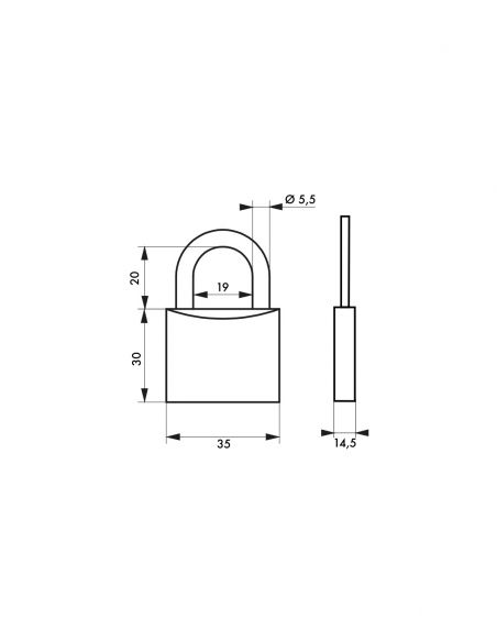 Lucchetto Tipo 1 a chiave ottone interno arco acciaio 35 mm 2 chiavi – THIRARD