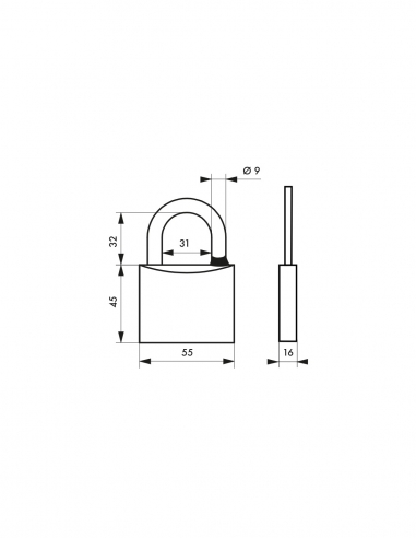 Lucchetto Mach 3 a chiave ottone esterno arco acciaio 55 mm 2 chiavi – THIRARD