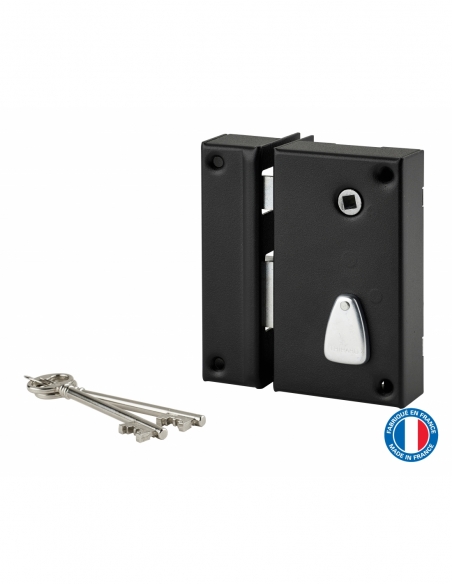Serratura verticale da applicare 6 leve, sinistra, 75x130 mm, nero, 2 chiavi – THIRARD