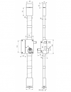 Serratura BELUGA A2P*, bianca, CP Transit 2, a tirante, 75 x 130 mm, sinistra, 4 chiavi reversibili – THIRARD