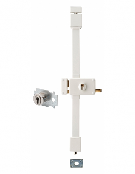 Serratura da applicare Horga A2P* a tirare, sinistra, 3 punti, 30x65 mm, entrata 70 mm, bianca, 4 chiavi – THIRARD